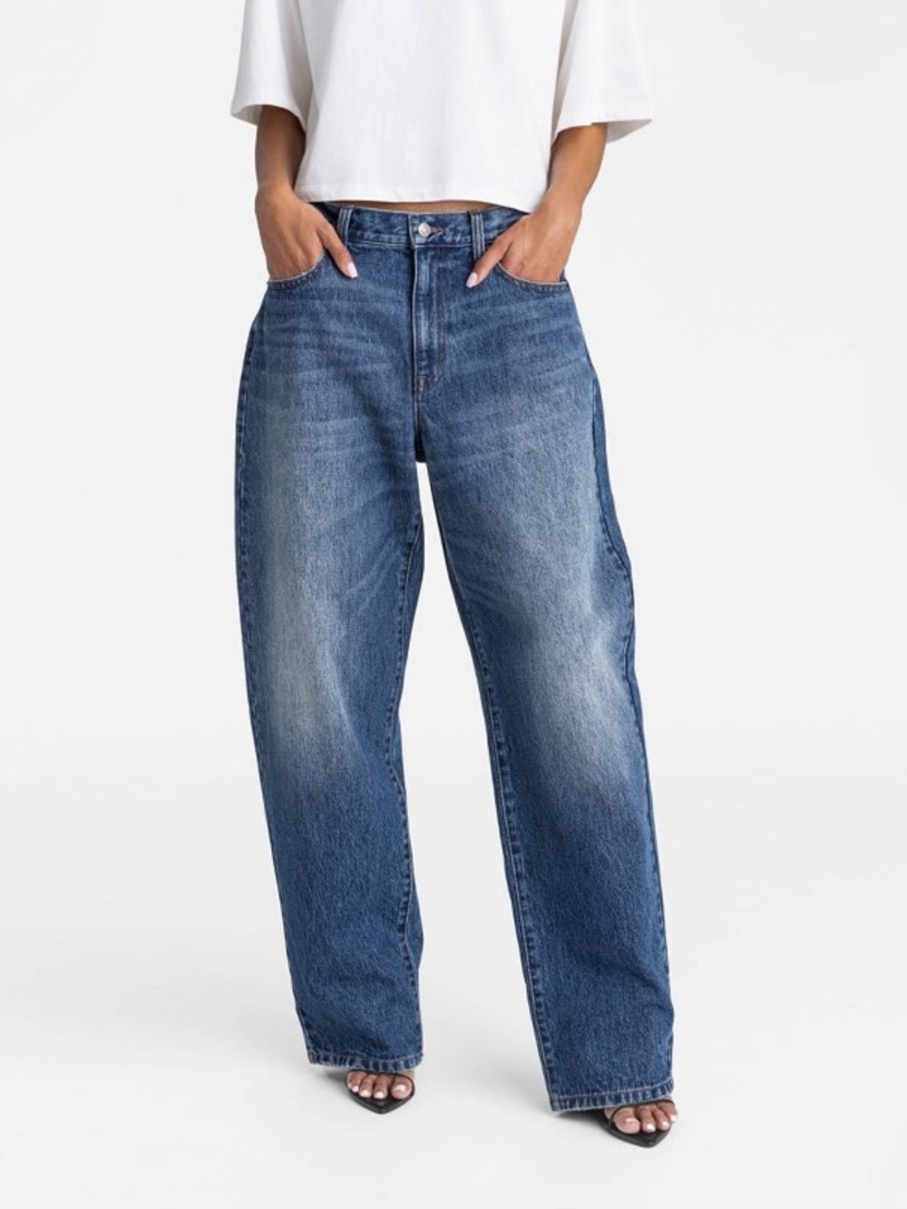KBB by KAHLANA Women's Mid-Rise barrel Leg Jeans in a darkWash size 12 NWT